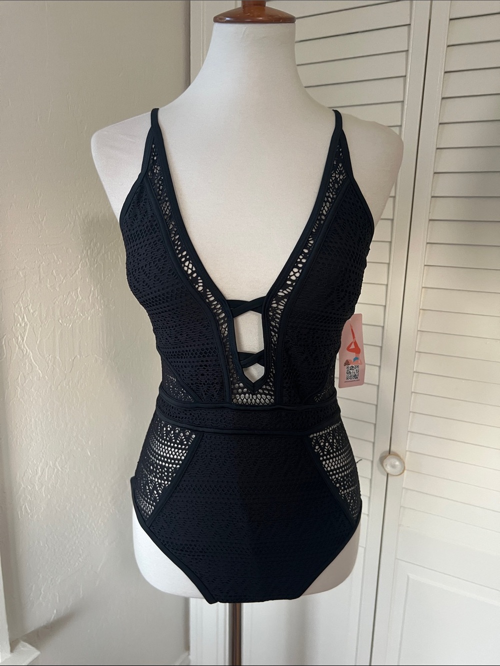 Black Crochet One-Piece Swimsuit *NWT*